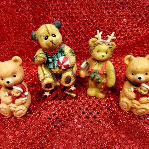 Lot 4 Teddy Bear Collectible Christmas Figurines incl. Cherished Teddies Rodney